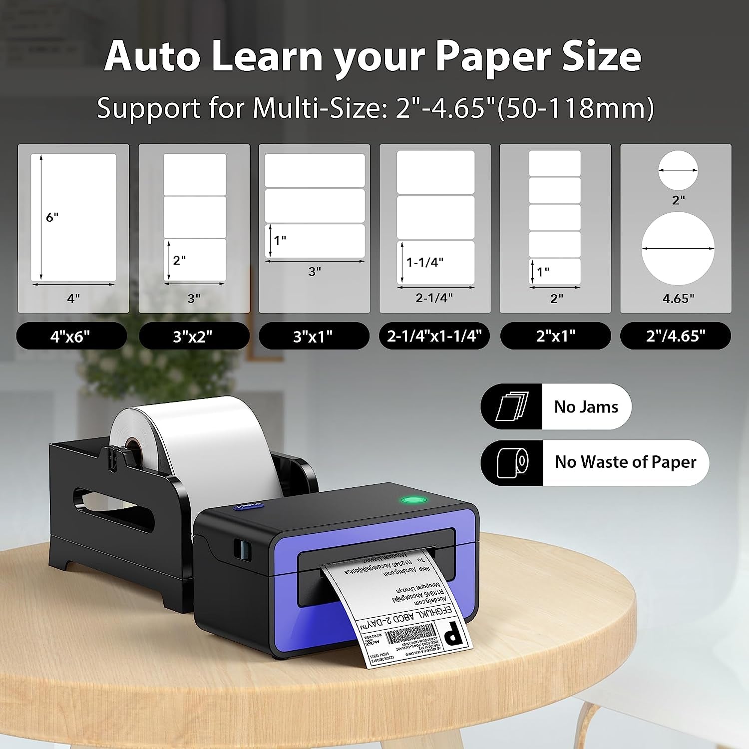 Label Printer - 150Mm/S 4X6 Thermal Label Printer, Commercial Direct Thermal Label Maker, Compatible with Amazon, Ebay, Etsy, Shopify and Fedex, One Click Setup on Windows and Mac