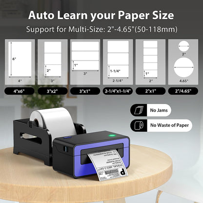 Label Printer - 150Mm/S 4X6 Thermal Label Printer, Commercial Direct Thermal Label Maker, Compatible with Amazon, Ebay, Etsy, Shopify and Fedex, One Click Setup on Windows and Mac