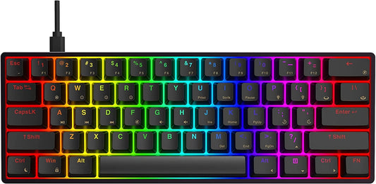 AG AC61M GK61 RGB Gaming Keyboard - 61 Keys Aluminum Case Two USB-C Ports PBT Keycap Hot Swappable Programmable for Pc/Mac Gamer (Gateron Optical Green, Black Color)