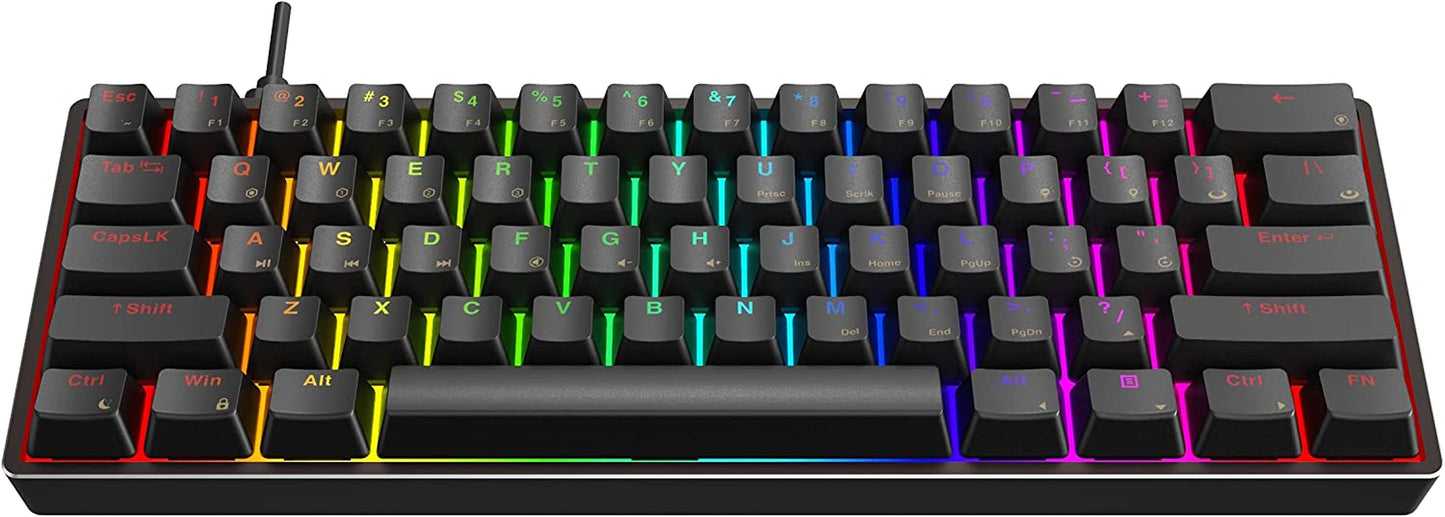 AG AC61M GK61 RGB Gaming Keyboard - 61 Keys Aluminum Case Two USB-C Ports PBT Keycap Hot Swappable Programmable for Pc/Mac Gamer (Gateron Optical Green, Black Color)