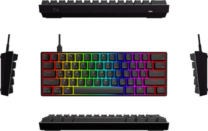 AG AC61M GK61 RGB Gaming Keyboard - 61 Keys Aluminum Case Two USB-C Ports PBT Keycap Hot Swappable Programmable for Pc/Mac Gamer (Gateron Optical Green, Black Color)