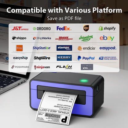 Label Printer - 150Mm/S 4X6 Thermal Label Printer, Commercial Direct Thermal Label Maker, Compatible with Amazon, Ebay, Etsy, Shopify and Fedex, One Click Setup on Windows and Mac