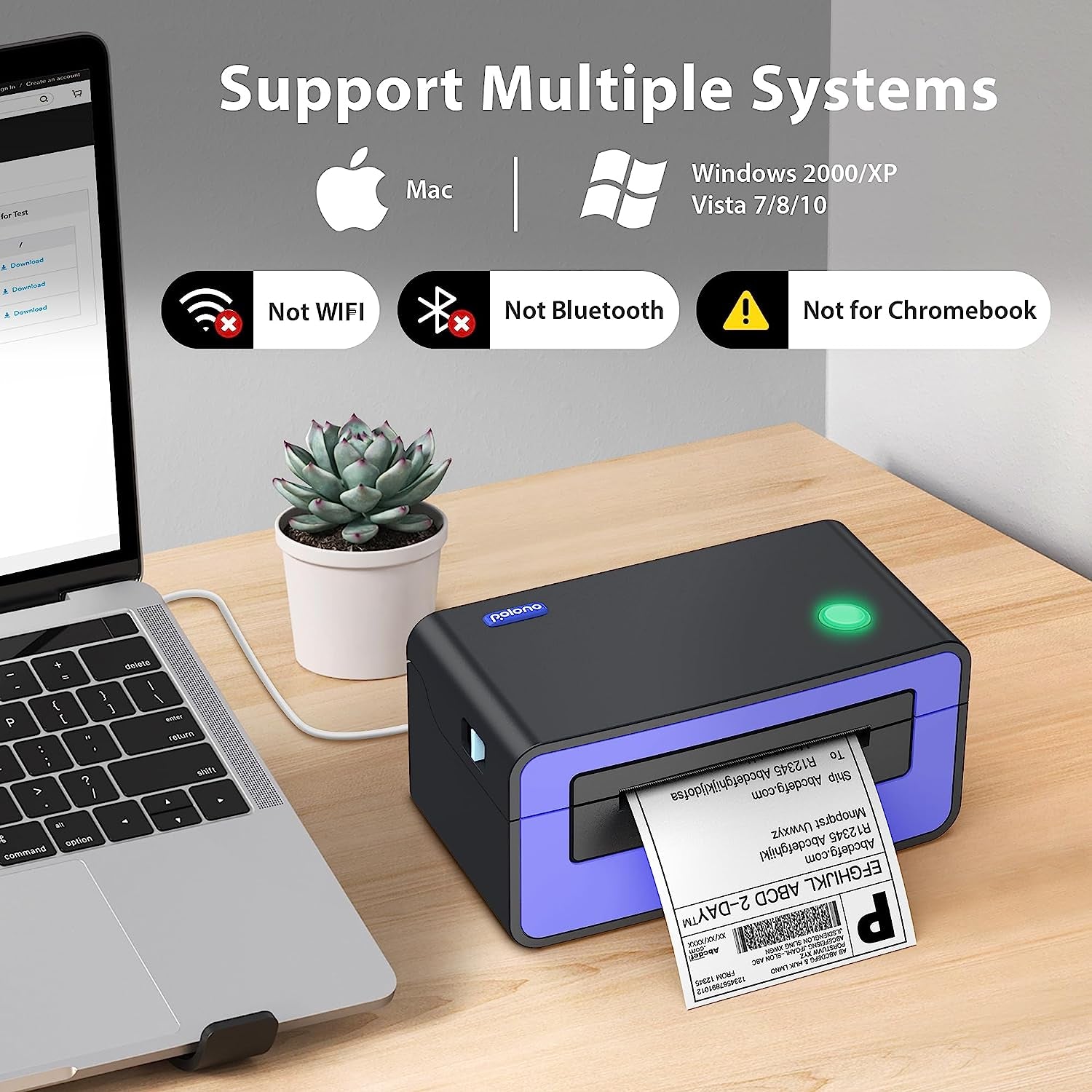 Label Printer - 150Mm/S 4X6 Thermal Label Printer, Commercial Direct Thermal Label Maker, Compatible with Amazon, Ebay, Etsy, Shopify and Fedex, One Click Setup on Windows and Mac