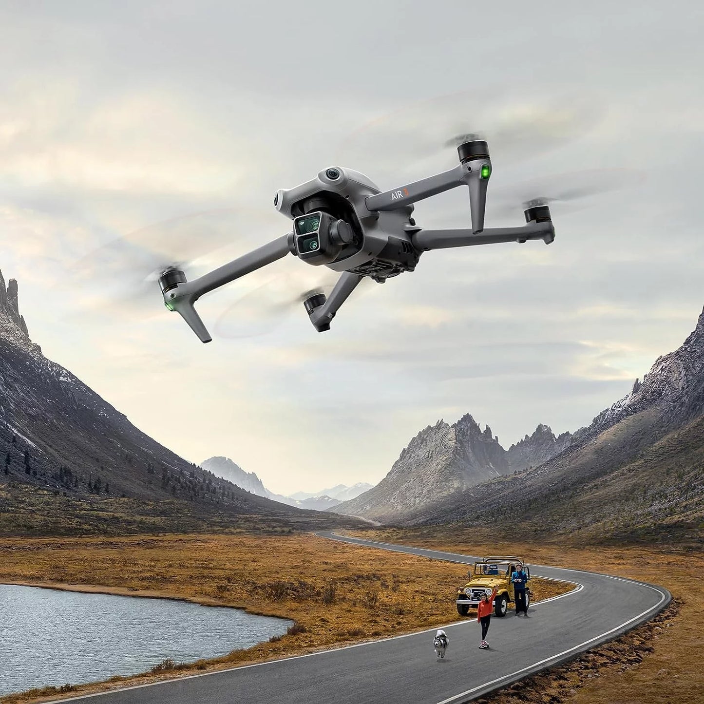 Air 3 Fly More Combo with Dual-Camera Drone, RC 2 Remote Control, and Batteries