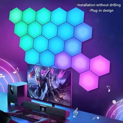 RGB Hexagonal Light Game Atmosphere Light Intelligent Voice Control Induction Bluetooth APP Remote Control Rhythm Light