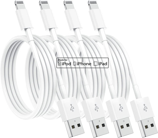 4Pack [Apple Mfi Certified] Lightning Cable 3Ft, Apple Lightning to USB Cable 3 Foot, Iphone Charger Cord Fast Charging Cable Compatible Apple Iphone 13/12/11 Pro Max Xs X XR 8 7 Ipad and More (White