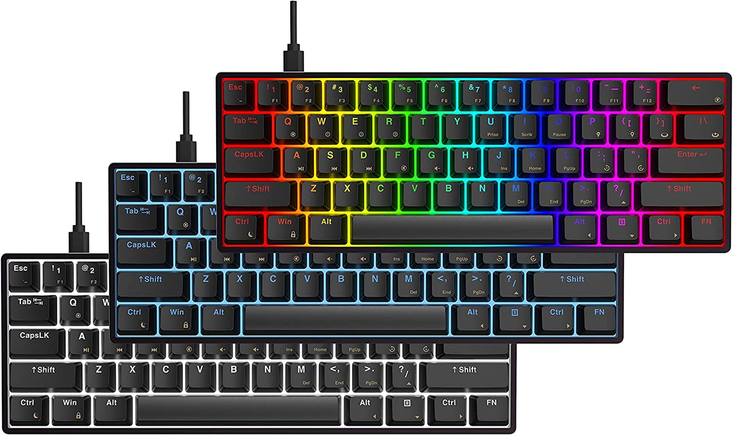 AG AC61M GK61 RGB Gaming Keyboard - 61 Keys Aluminum Case Two USB-C Ports PBT Keycap Hot Swappable Programmable for Pc/Mac Gamer (Gateron Optical Green, Black Color)